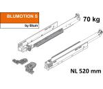 MOVENTO mit BLUMOTION S, Vollauszug für Holzschubkasten, 70 kg, NL=520mm, mit Kupplungen, für TIP-ON-Blumotion, 766H5200S